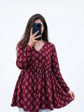 Maroon Flared Printed Kurti