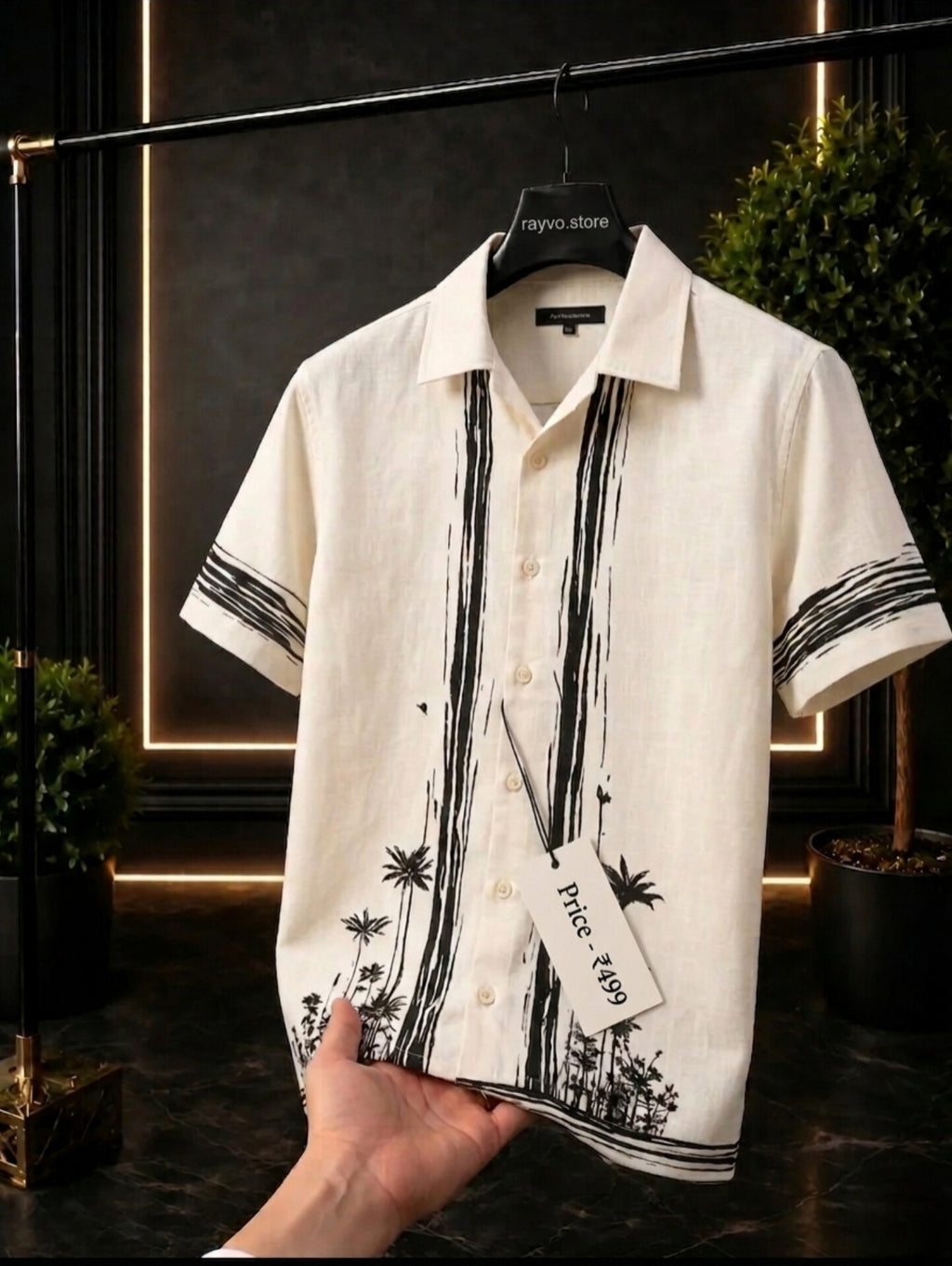 Artistic Palm Linen Shirt