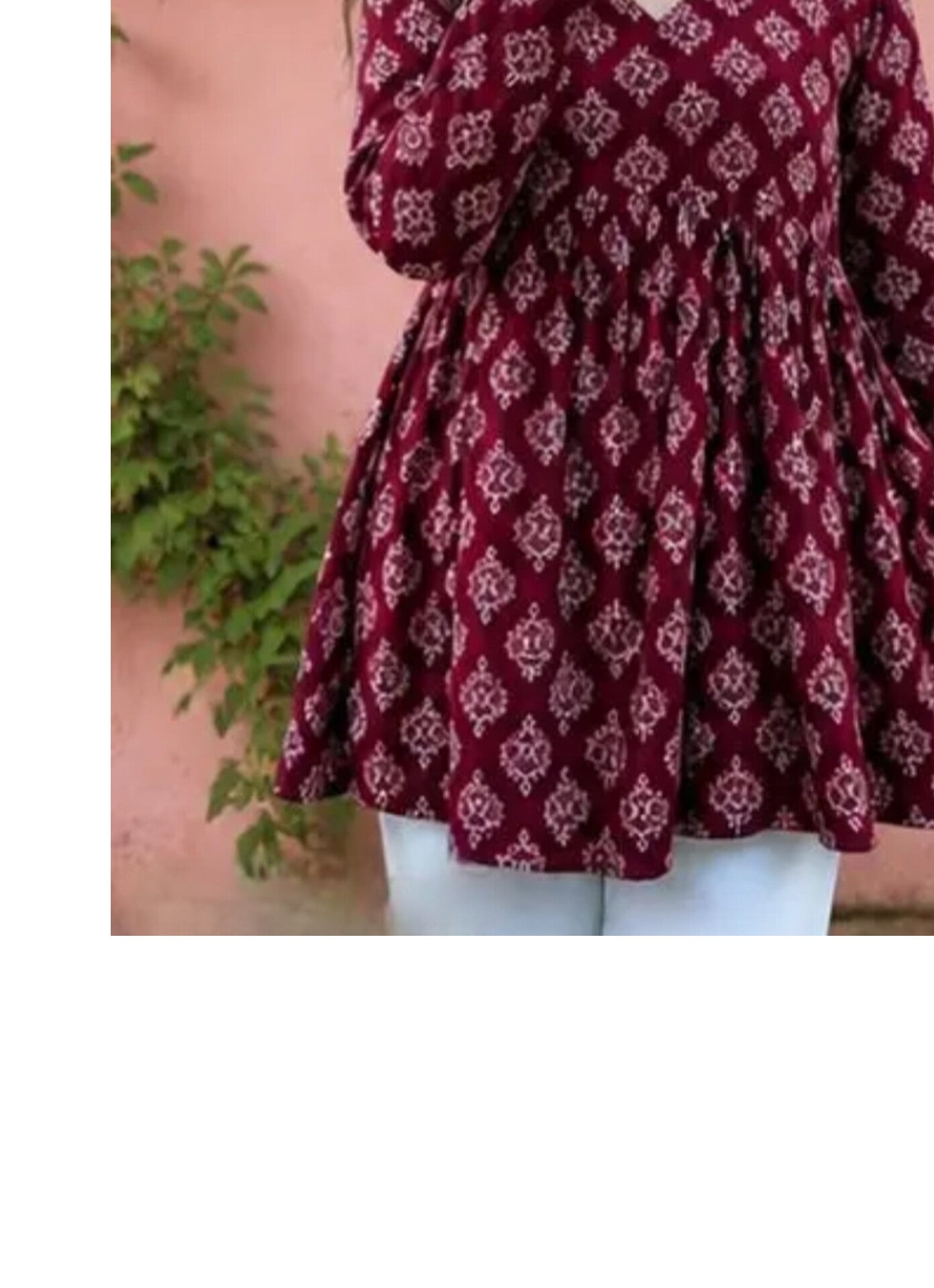 Maroon Flared Printed Kurti