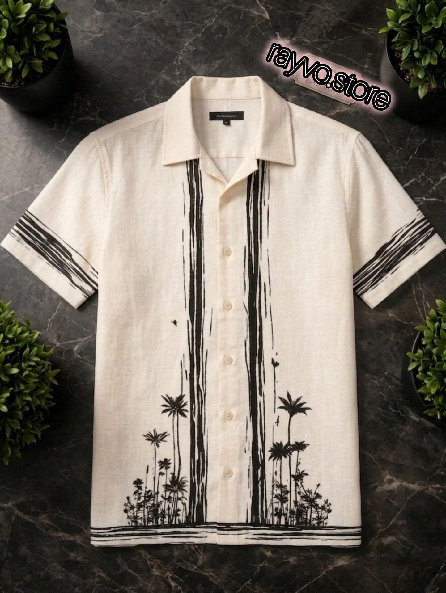 Artistic Palm Linen Shirt