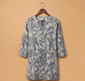 Grey Printed Straight Kurti