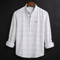 White Mandarin Collar Casual Shirt